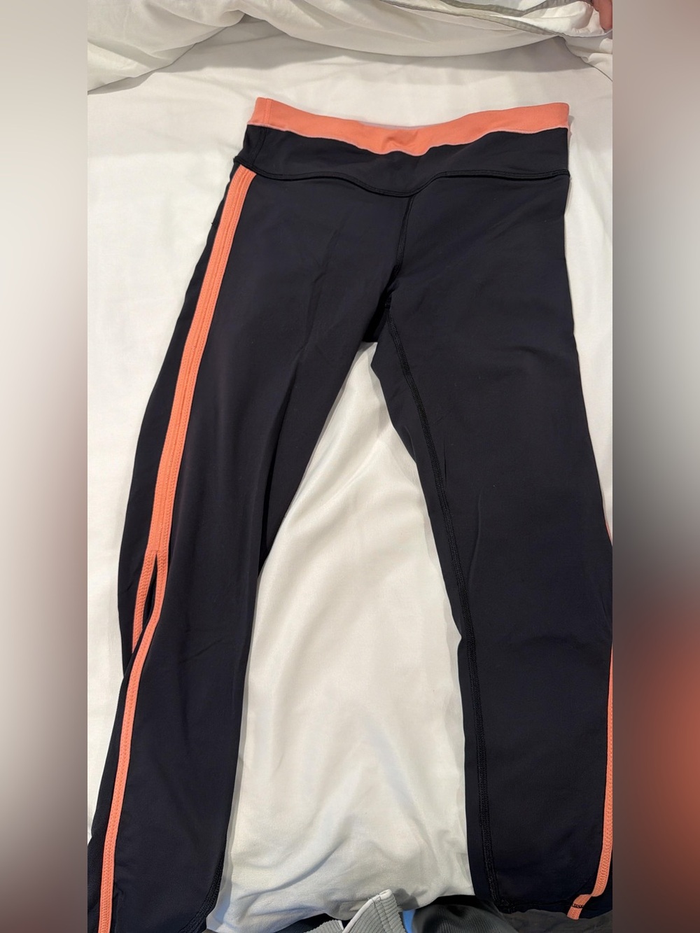lululemon athletica Black Leggings with Coral Trim